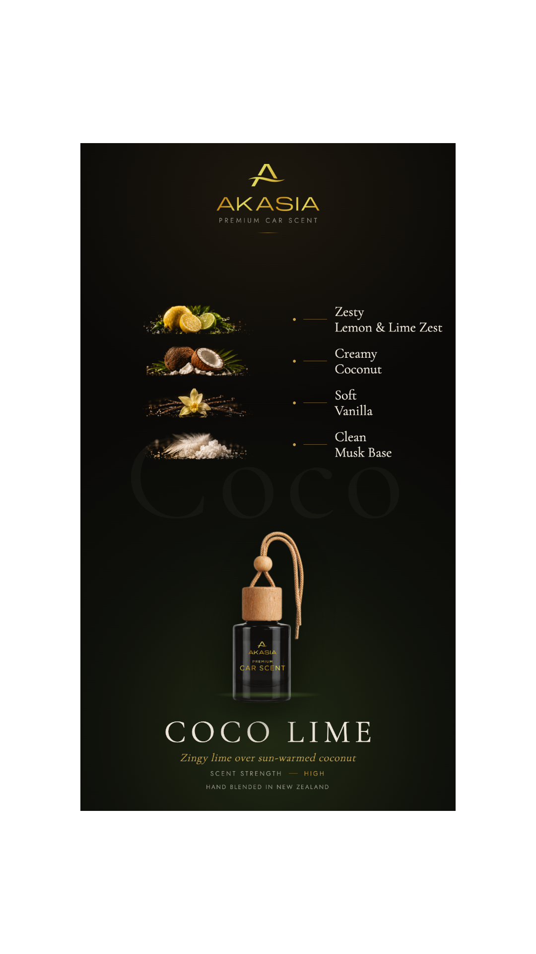Coco Lime Premium Car Air Freshener Akasia