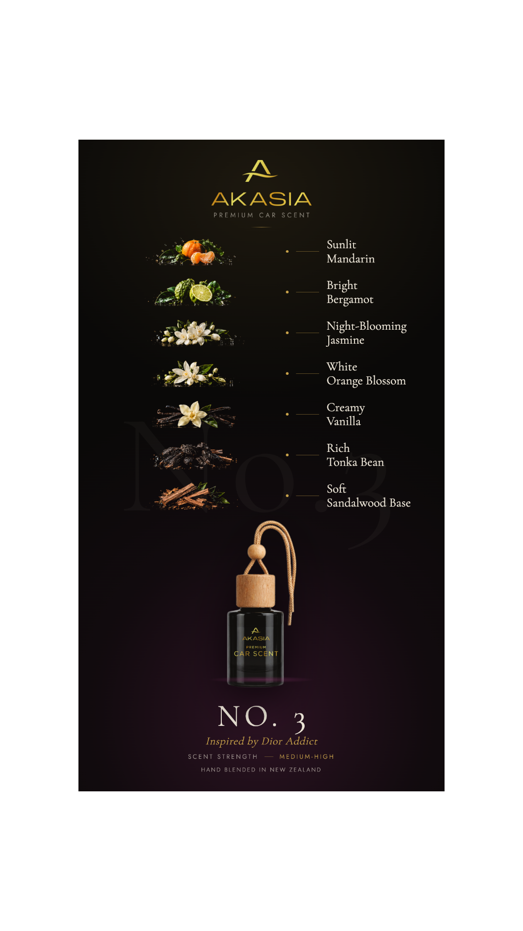 Inspired by Dior Addict Premium Car Air Freshener Akasia No. 3
