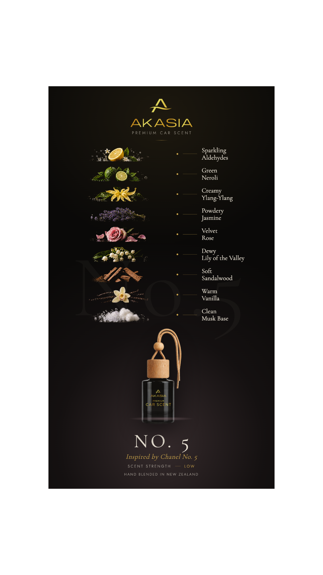 Inspired by Chanel No. 5 Premium Car Air Freshener Akasia No. 5