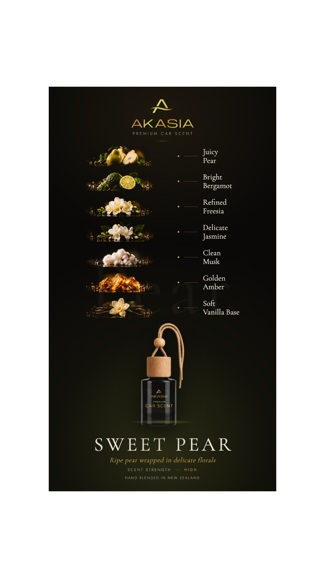 Sweet Pear Premium Car Air Freshener Akasia