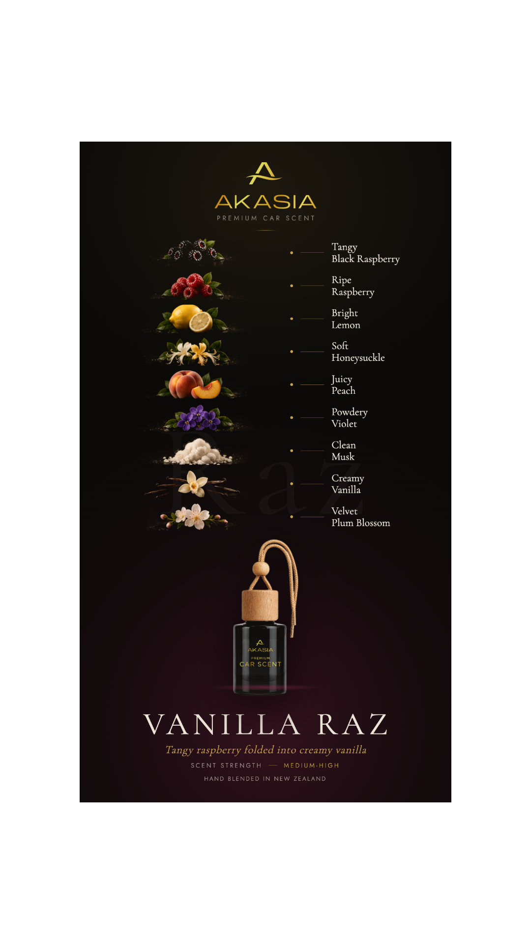 Vanilla Raz Premium Car Air Freshener Akasia